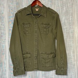 💥Women's Army Green Military Cargo Shirt Jacket Sz M